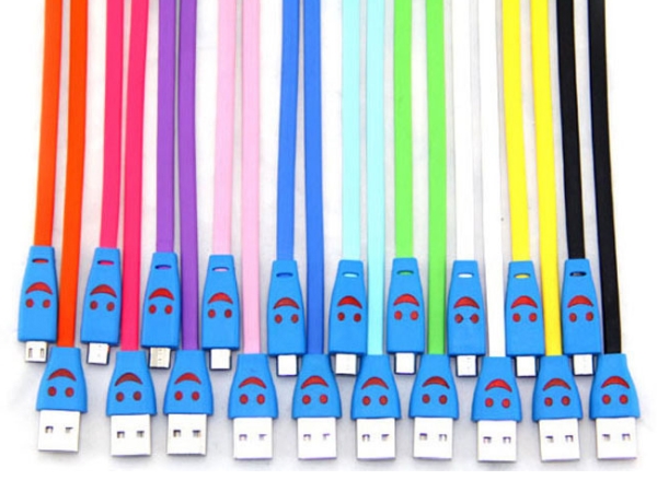 XWAVE USB flat color kabl 1m, led smile Crna,Bela,Crvena,Plava,Zelena,Žuta,Naran.,Ljubič.,Pink,Roze - Слика 2