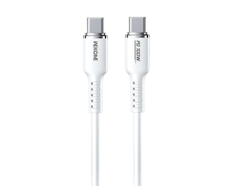 WEKOME Kabl 3.1 USB tip C M/M 1.2m, za Superbrzo punjenje 100W/480Mbps, Silicon Soft, beli WDC-11