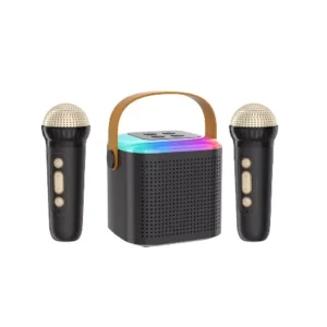 Bavin mini karaoke zvučnik sa  2 mikrofona crna