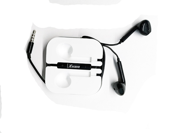 XWAVE Slusalice za mobilni E-500M black sa mikro/stereo/3.5mm jack/kabl 1.3 m/IPHONE EARBUD OBLIK/box/crna - Слика 2