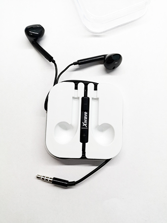 XWAVE Slusalice za mobilni E-500M black sa mikro/stereo/3.5mm jack/kabl 1.3 m/IPHONE EARBUD OBLIK/box/crna - Слика 3