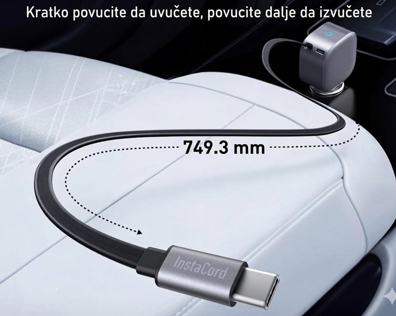 ANKER Nano 75W, sa ugrađenim USB-C kablom na izvlačenje i USB-C portom, auto punjač - Слика 4