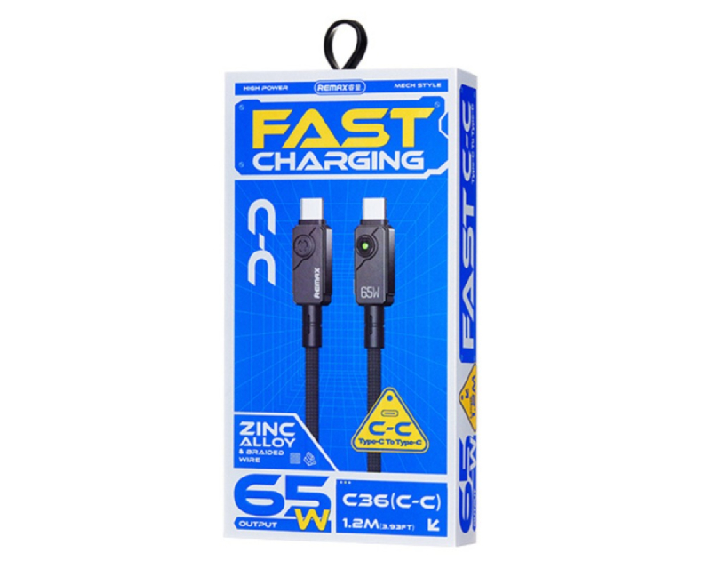 REMAX Kabl Swift Fast charging braided data cable 1.2M C36 65W(C-C) crni - Слика 2