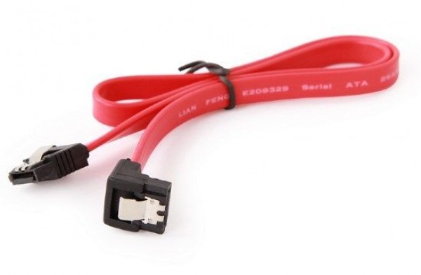 CC-SATAM-DATA90 Gembird Metal clips, Serial ATA data kabl flat 0,5m 90 degree bent connector A - Слика 2