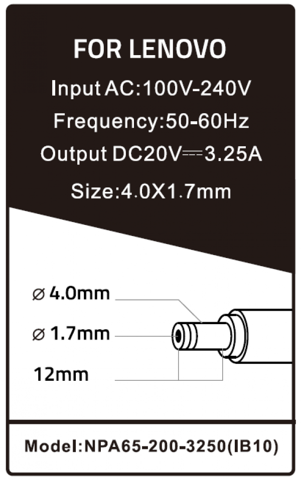 NPA65-200-3250 (IB10) ** Gembird punjac za laptop 65W-20V-3.25A, 4.0x1.7mm Yellow (780 Alt=IB09) - Слика 2