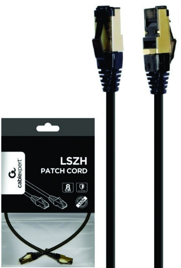 PP8-LSZHCU-BK-0.25M Gembird Mrezni kabl S/FTP Cat.8 LSZH patch cord, black 0.25m - Слика 3