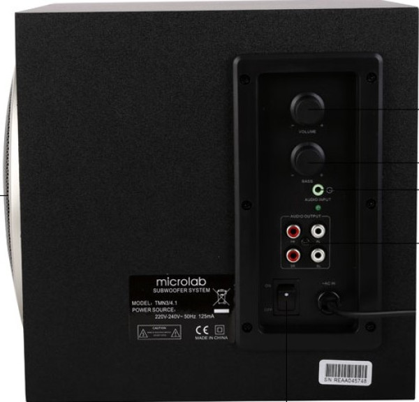 Microlab TMN-3/4.1 Aktivni drveni zvucnici 4.1 sistem 32W RMS (12W+7W*2+3W*2) 3,5mm - Слика 5