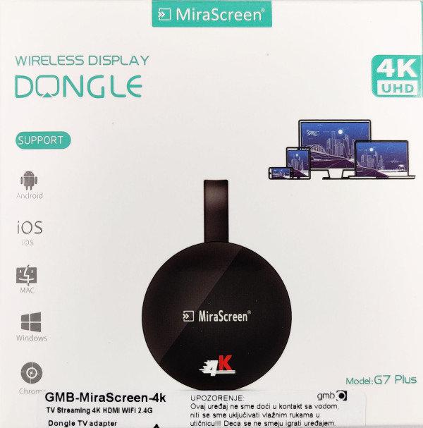 GMB-MiraScreen-4K * Gembird MIRACAST DLNA & airplay HDMI WiFI Dongle TV adapter, 2.4G 4K (1599) - Слика 4