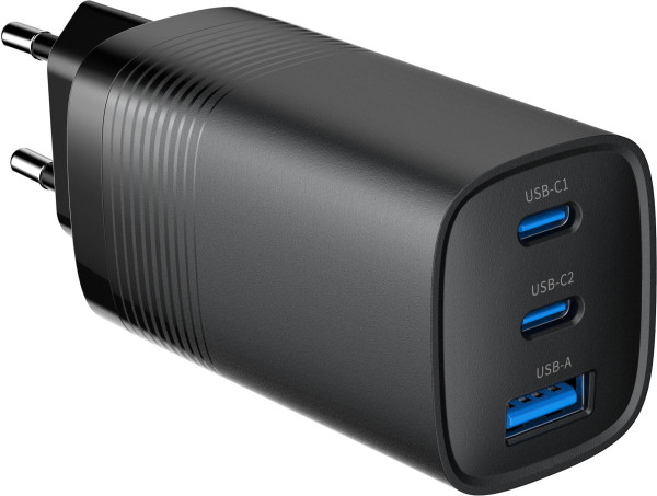 TA-UC-PDQC65-01-BK Gembird 3-port 65W GaN USB PowerDelivery fast charger, black - Слика 2