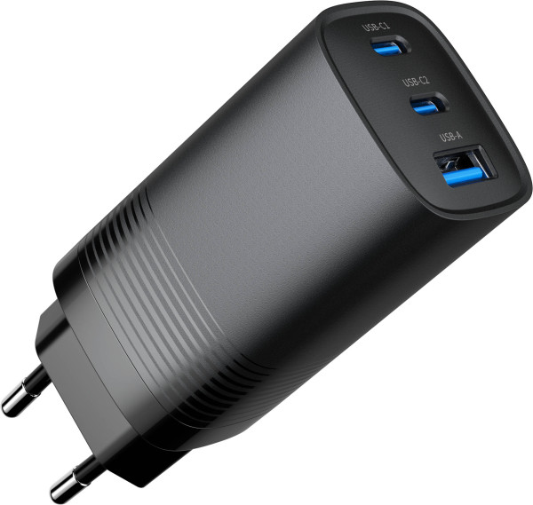 TA-UC-PDQC65-01-BK Gembird 3-port 65W GaN USB PowerDelivery fast charger, black - Слика 3
