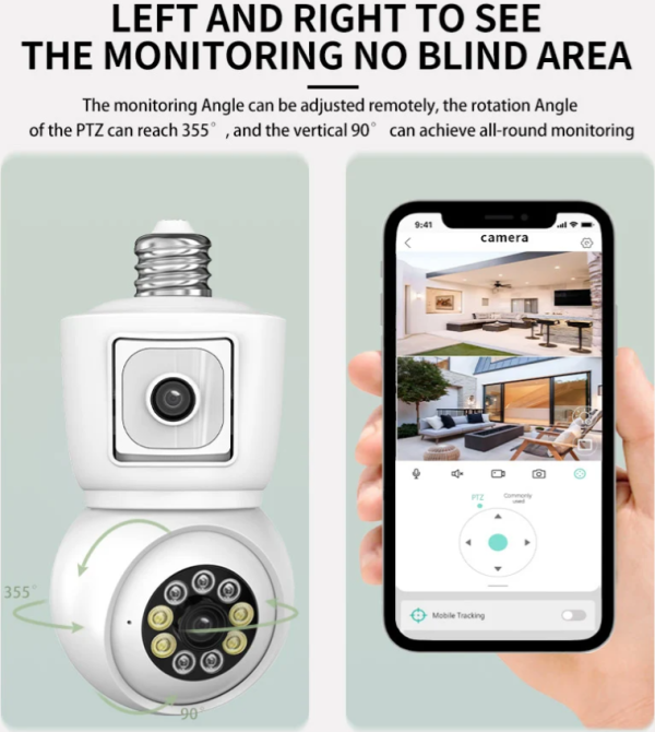 GEMBIRD CAM-IP6MP-Q3 GMB PTZ kamera 6mpix microSD iCSee xmeye Two-way voice 2x3,6mm SIJALICNO GRLO E27 *2195 - Слика 4