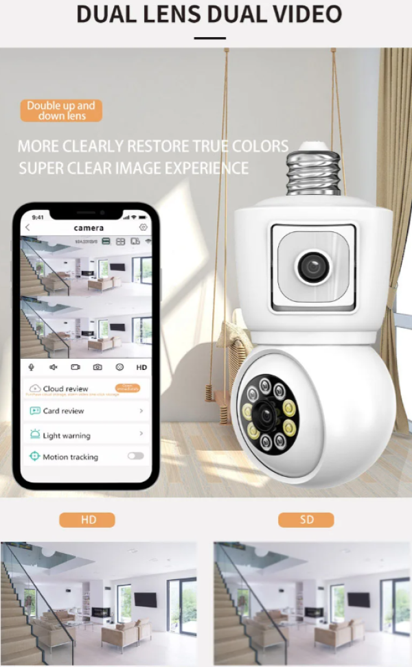 GEMBIRD CAM-IP6MP-Q3 GMB PTZ kamera 6mpix microSD iCSee xmeye Two-way voice 2x3,6mm SIJALICNO GRLO E27 *2195 - Слика 8