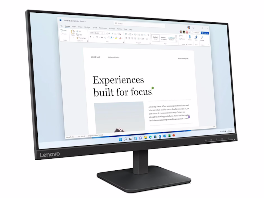 Monitor LENOVO L24-4e 23.8 "/IPS/1920x1080/100Hz/4ms/HDMI, VGA/crna - Слика 3