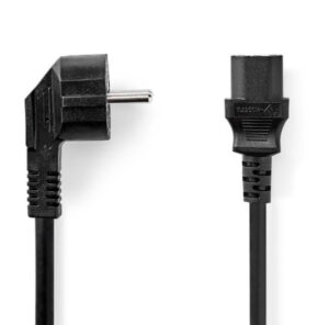 NEDIS CEGL10000BK30 Kabl za napajanje sa uzemljenjem muški, IEC-320-C13, Ugaoni, Niklovani, 3m, Okrugli, P