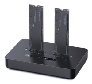 DD2-U3M2 Gembird Desktop doking stanica sa dva USB Type-C M.2 NVME (i SATA) SSD ureðaja, crna