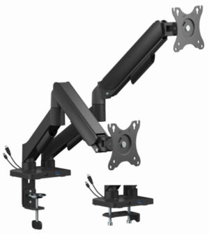 MA-DA2U-01 Gembird Podesivi stoni nosac za 2 monitora sa USB portovima, 17-32, 9kg