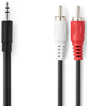 NEDIS CAGB22200BK50 Stereo audio kabl, 3,5 mm muški, 2x RCA muški, Niklovani, 5,00 m, Crni