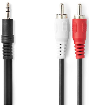 NEDIS CAGL22200BK15, Stereo audio kabl 3,5 mm muški, 2x RCA muški, Niklovani, 1,50 m, Crni