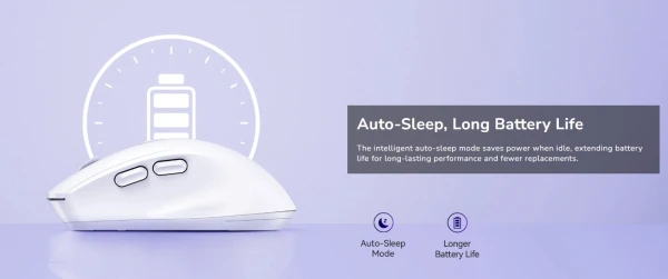 Cudy MS9945, bluetooth bežièni miš sa tihim klikovima 2.4 GHz,opticki USB 800-1600 DPI,White,112 mm - Слика 5