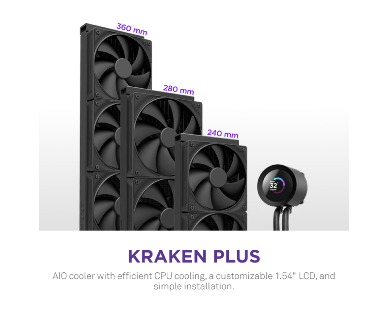 NZXT Kraken Plus 360 V2 vodeno hlađenje crno (RL-KN360-B2) - Слика 6