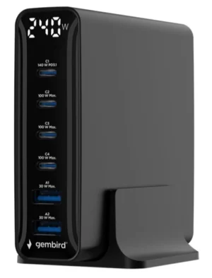 TA-UC-2A4C-PD240-01-BK Gembird 6-port 240 W GaN USB fast charger, black