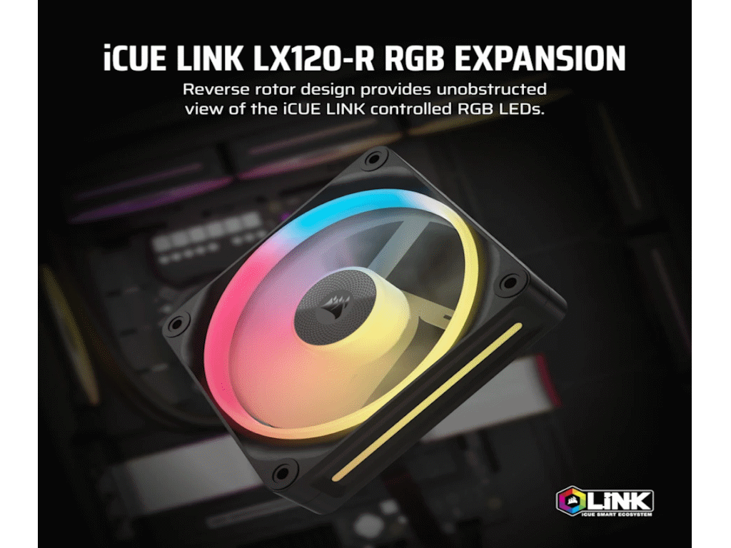Kuler za PC CORSAIR iCUE LINK LX120-R/RGB/120mm/single fan/crna - Слика 2